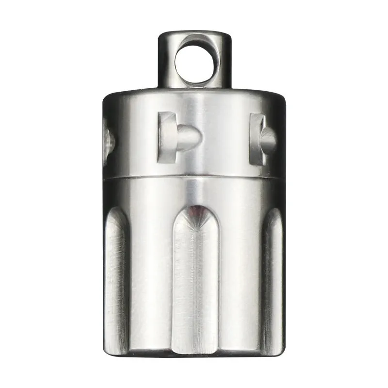 Pure titanium waterproof compartment storage tank with five T10 size options on a white background