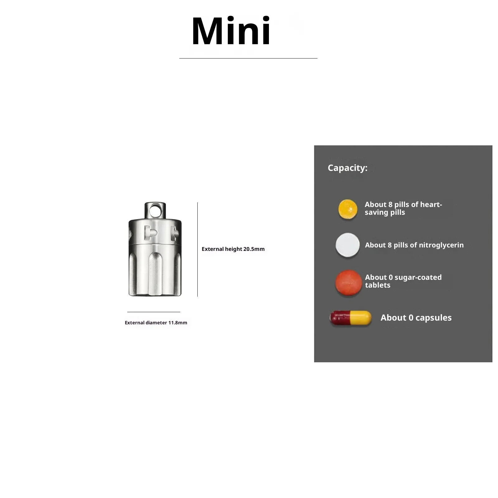 Pure titanium waterproof compartment storage tank with five T10 size options on a white background