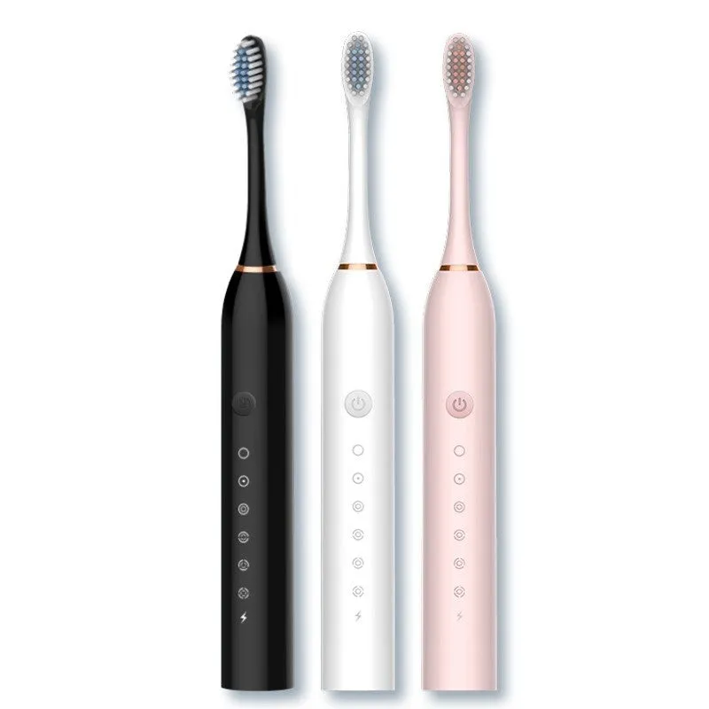 Rechargeable soft-bristle electric toothbrush with magnetic motor, USB charging, sterilization, and 8 brush heads in travel box