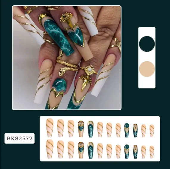 Pack of Ballet W067 wave line patterned nail stickers with pots of jelly glue on a pink background.