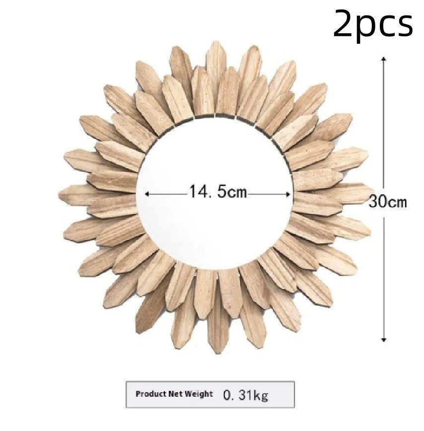European-style solid wood hanging mirror with baked colour finish in three diameter options