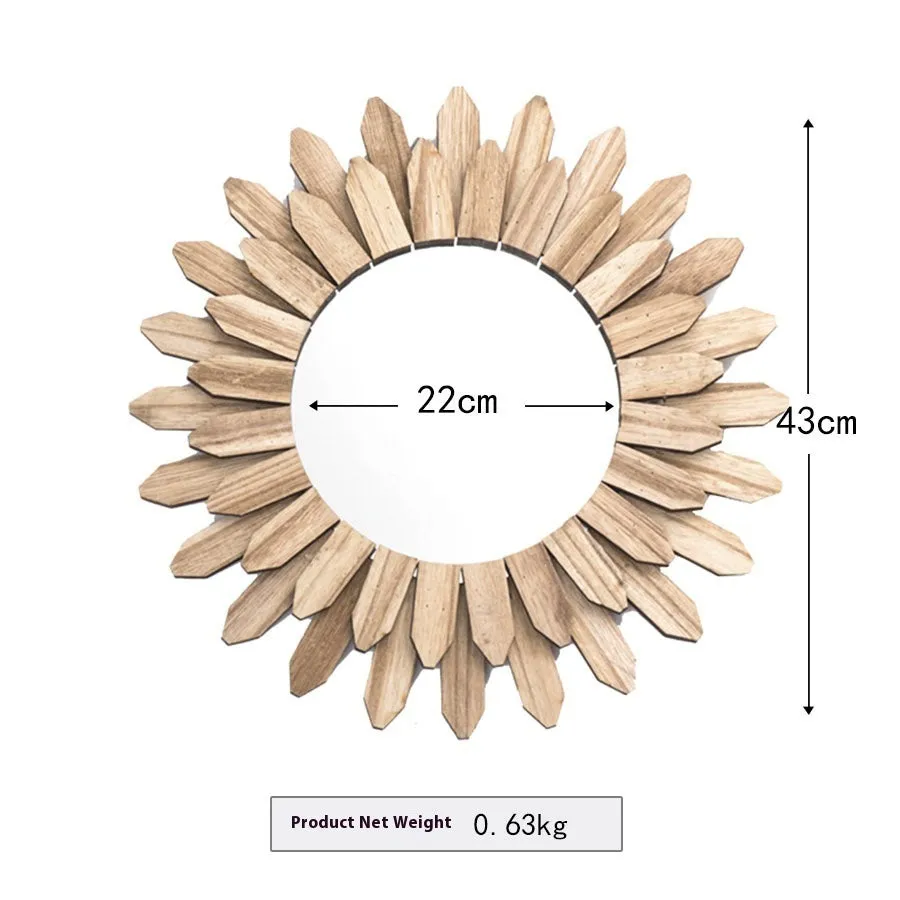 European-style solid wood hanging mirror with baked colour finish in three diameter options