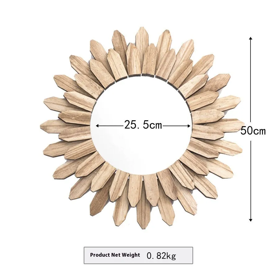 European-style solid wood hanging mirror with baked colour finish in three diameter options