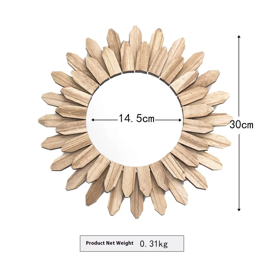 European-style solid wood hanging mirror with baked colour finish in three diameter options