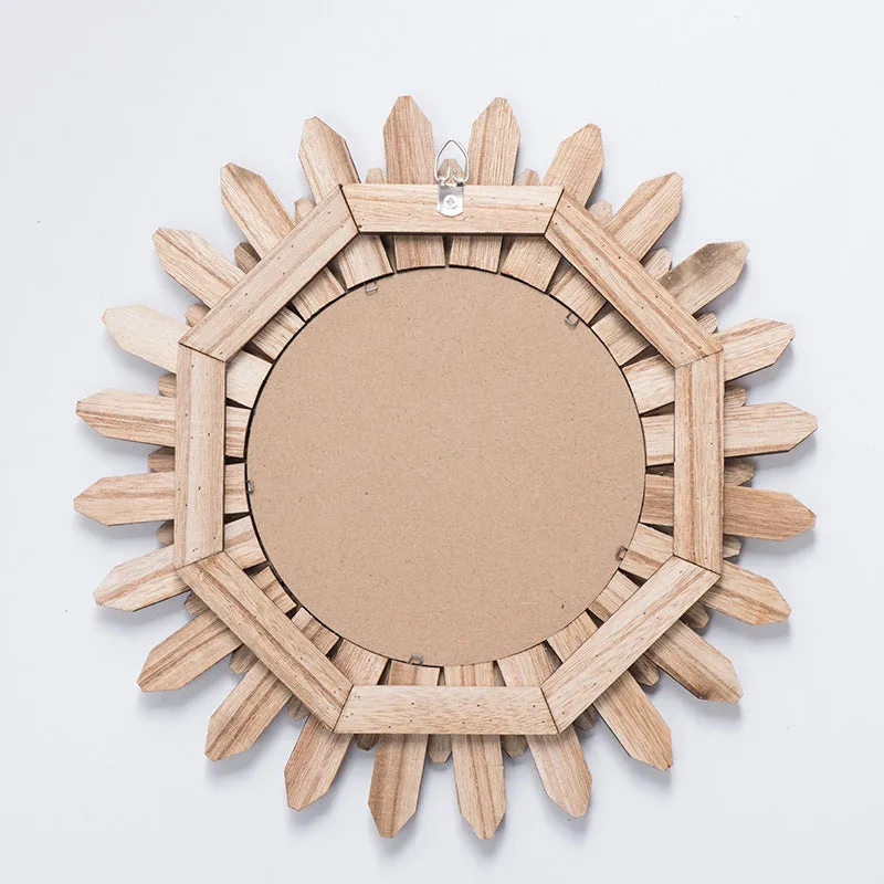 European-style solid wood hanging mirror with baked colour finish in three diameter options