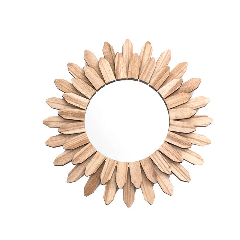 European-style solid wood hanging mirror with baked colour finish in three diameter options