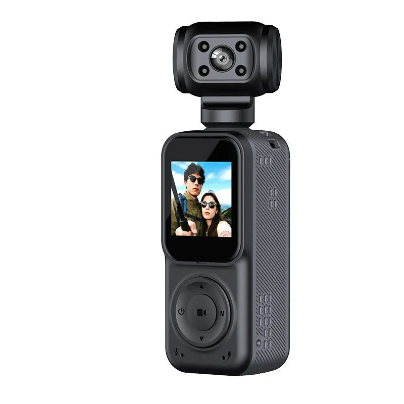 Q5 black handheld 4K camera with 140 degree wide angle lens and 1.5 inch LCD screen for outdoor riding recording