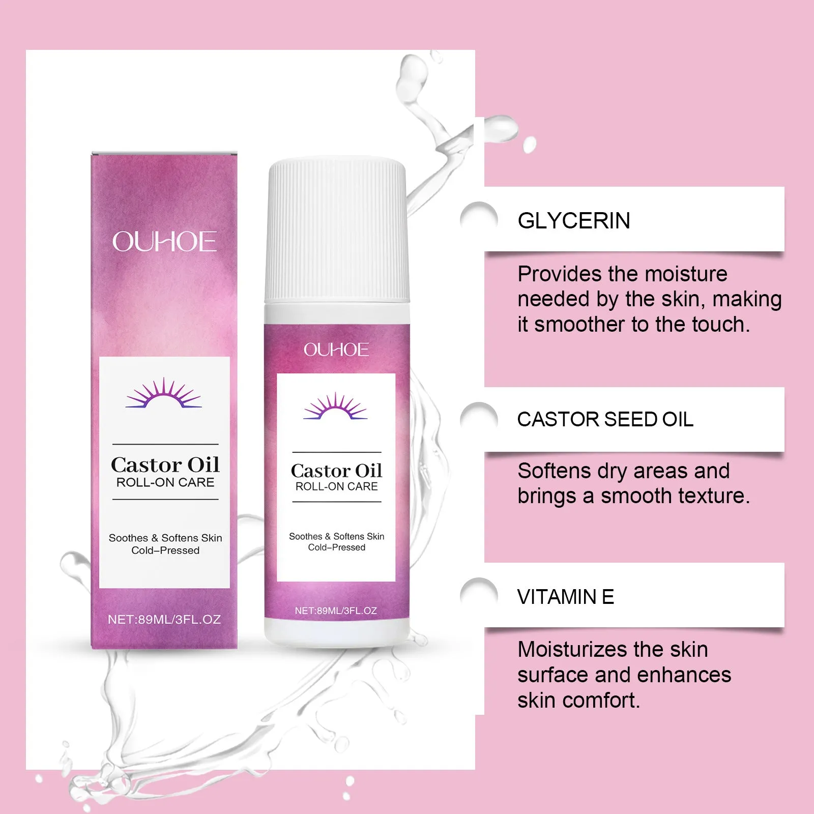 89ml skin moisturising ball treatment oil bottle with universal skin type labelling