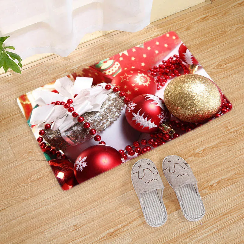 Flannel Christmas door mat rectangular non-slip machine-washable bathroom carpet multiple colour styles