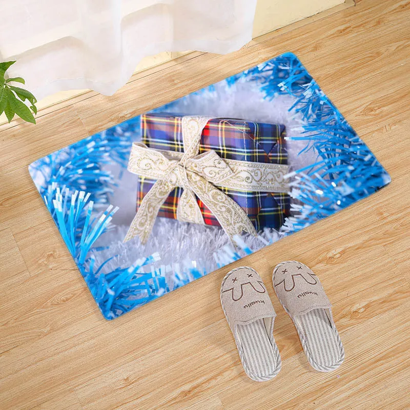 Flannel Christmas door mat rectangular non-slip machine-washable bathroom carpet multiple colour styles