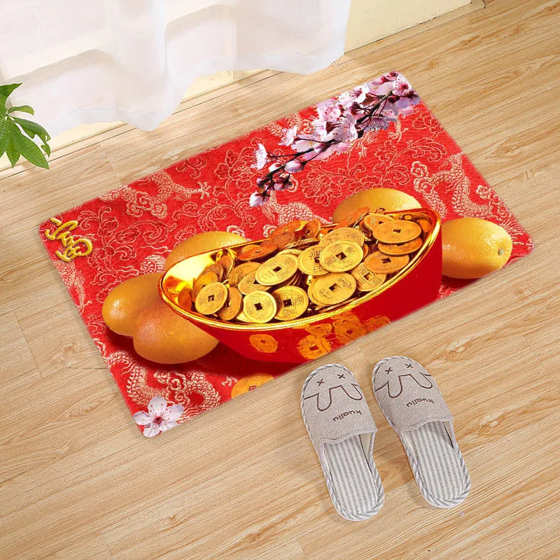 Flannel Christmas door mat rectangular non-slip machine-washable bathroom carpet multiple colour styles