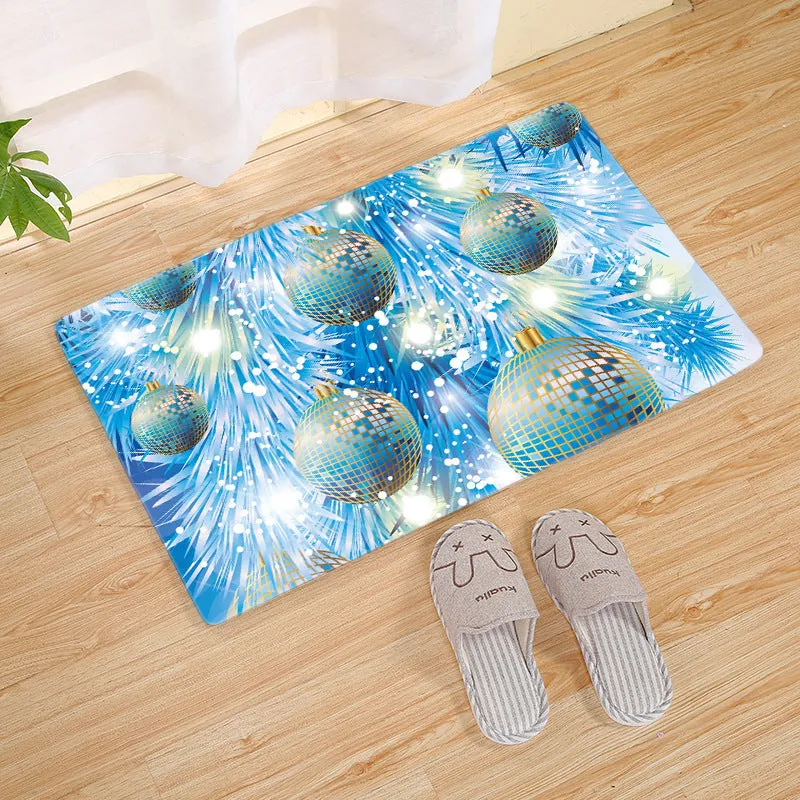 Flannel Christmas door mat rectangular non-slip machine-washable bathroom carpet multiple colour styles