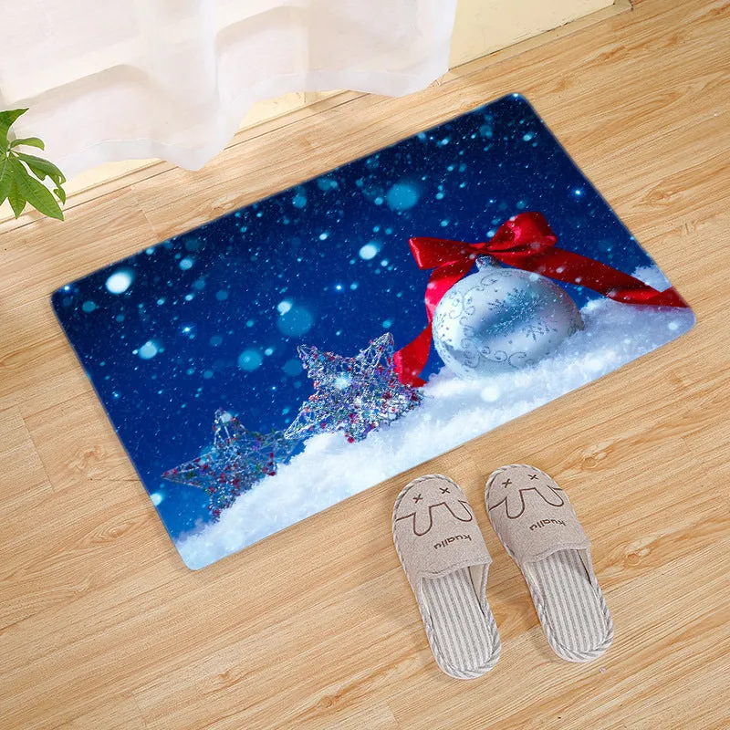 Flannel Christmas door mat rectangular non-slip machine-washable bathroom carpet multiple colour styles