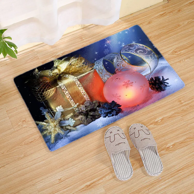 Flannel Christmas door mat rectangular non-slip machine-washable bathroom carpet multiple colour styles