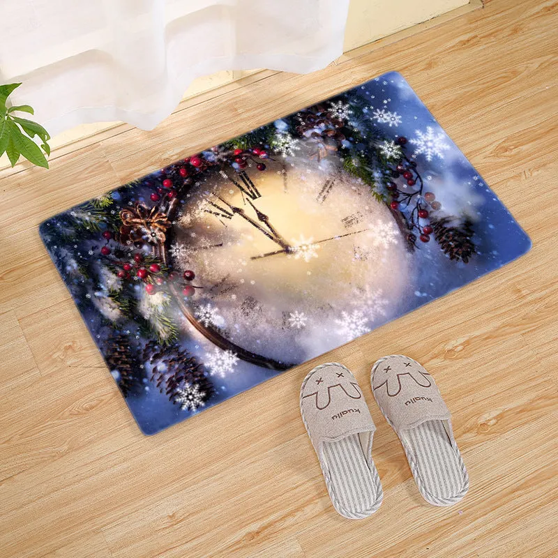 Flannel Christmas door mat rectangular non-slip machine-washable bathroom carpet multiple colour styles