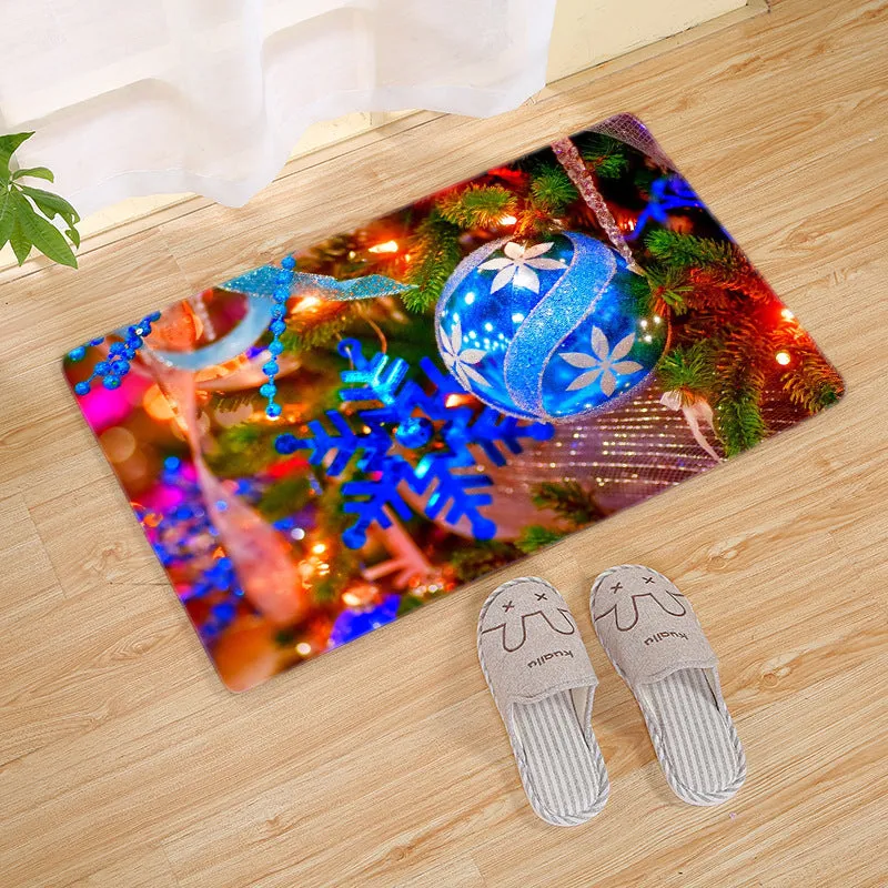 Flannel Christmas door mat rectangular non-slip machine-washable bathroom carpet multiple colour styles