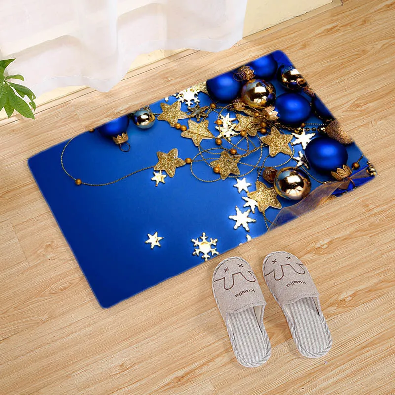 Flannel Christmas door mat rectangular non-slip machine-washable bathroom carpet multiple colour styles