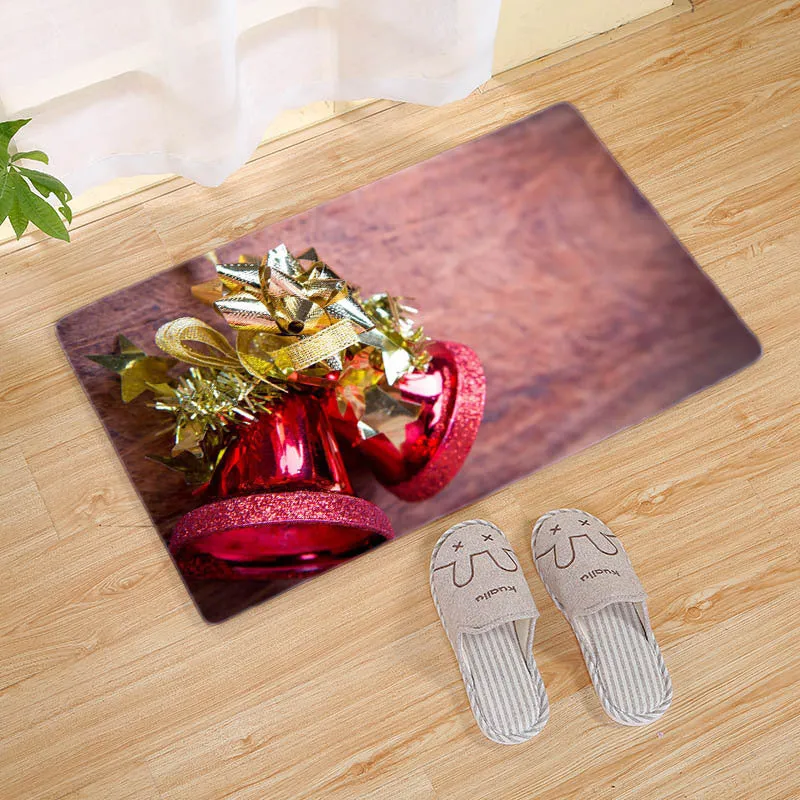 Flannel Christmas door mat rectangular non-slip machine-washable bathroom carpet multiple colour styles