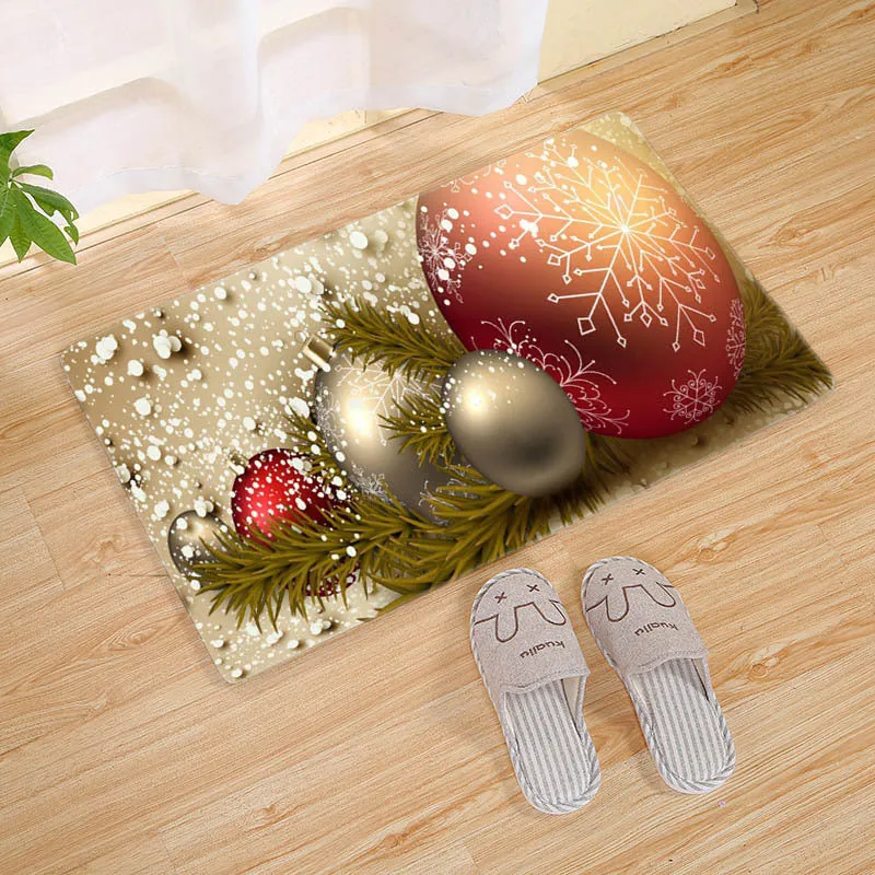 Flannel Christmas door mat rectangular non-slip machine-washable bathroom carpet multiple colour styles