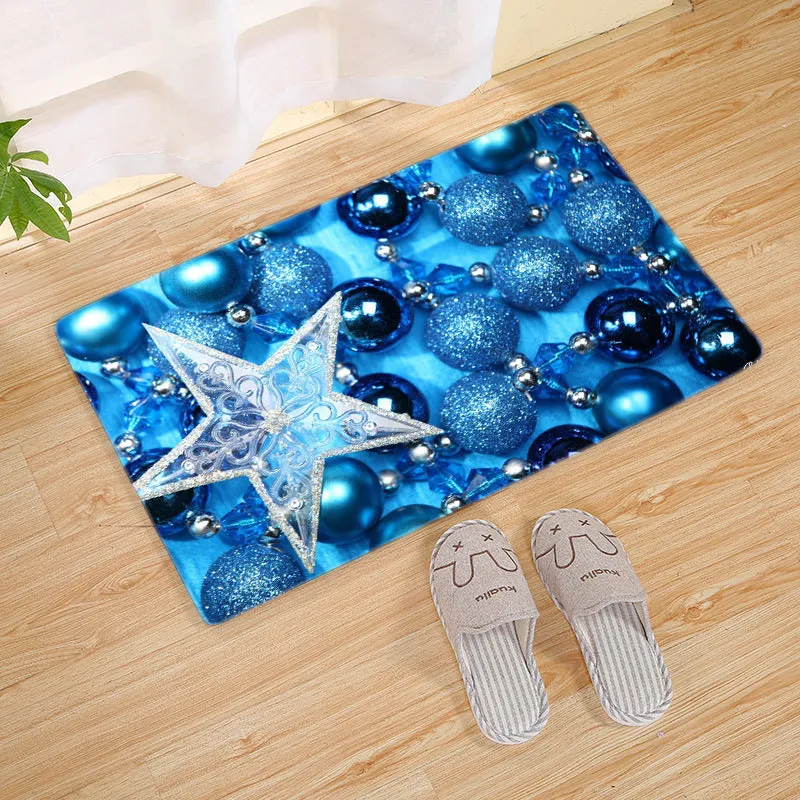 Flannel Christmas door mat rectangular non-slip machine-washable bathroom carpet multiple colour styles