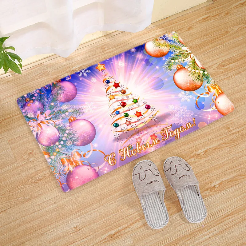Flannel Christmas door mat rectangular non-slip machine-washable bathroom carpet multiple colour styles