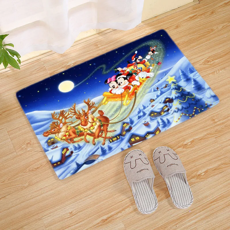 Flannel Christmas door mat rectangular non-slip machine-washable bathroom carpet multiple colour styles