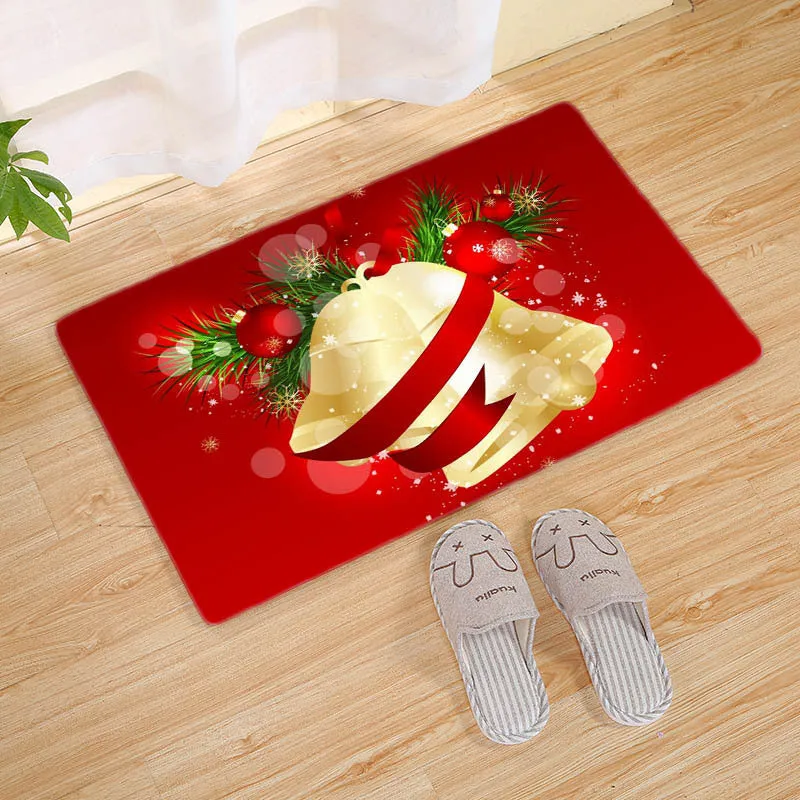 Flannel Christmas door mat rectangular non-slip machine-washable bathroom carpet multiple colour styles