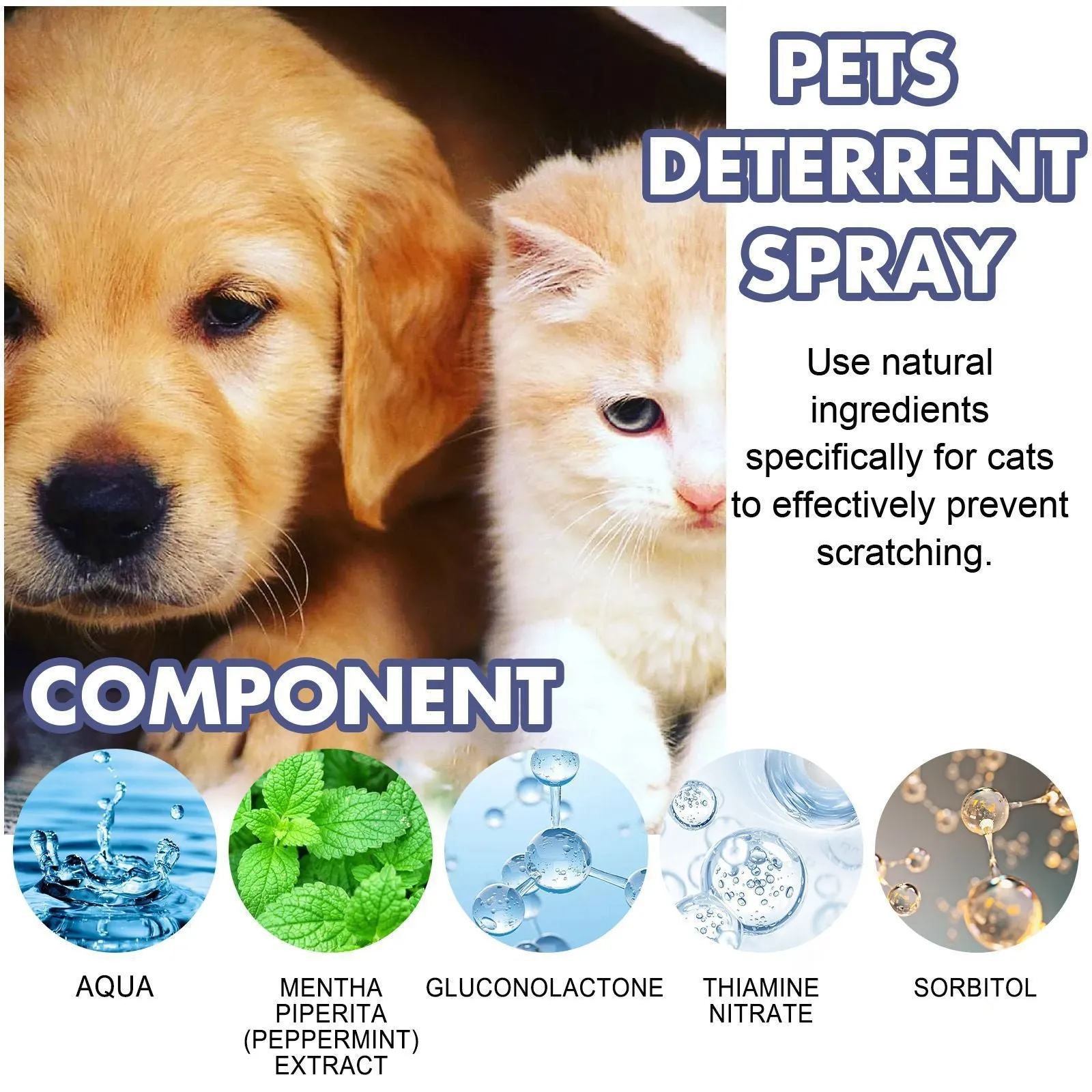 50ml bottle of odourless pet training spray to stop dogs and cats scratching doors and sofas