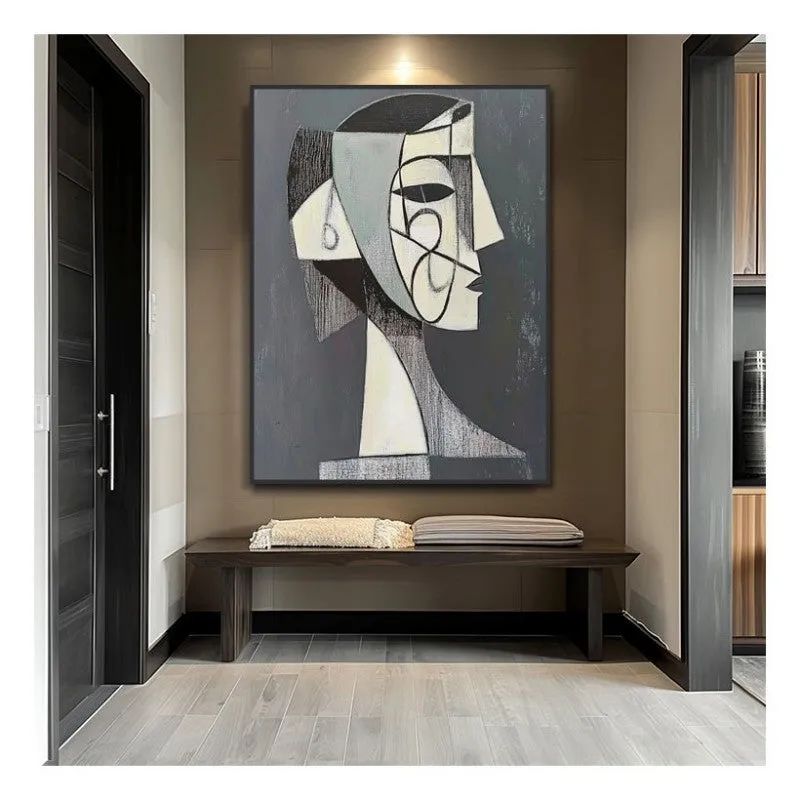 Hand-painted modern portrait oil painting on canvas for living room wall decor