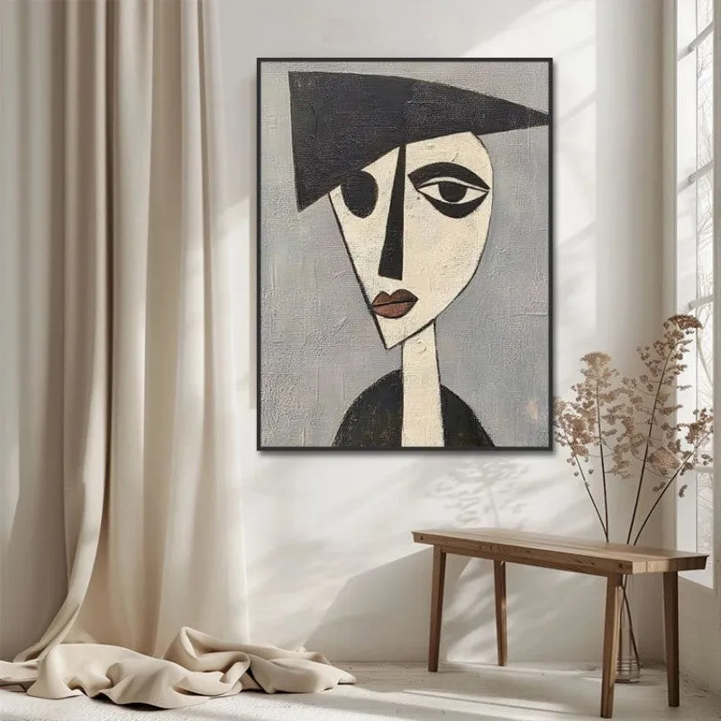 Hand-painted modern portrait oil painting on canvas for living room wall decor