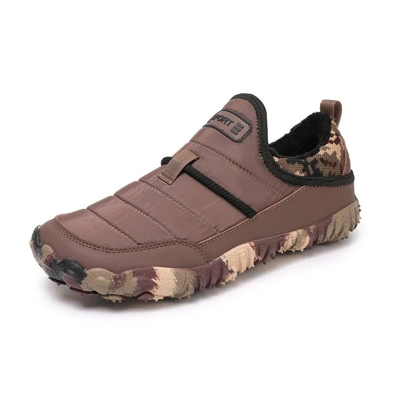 Snow Boots for Outdoor Couple Leisure with Non-slip Rubber Sole, Anti-velvet Warm Cotton Lining, Round Toe, Umbrella Cloth Synthetic Leather Upper for Men and Women, Sizes 36-46 in Black, Brown, Camel, Fruit Green