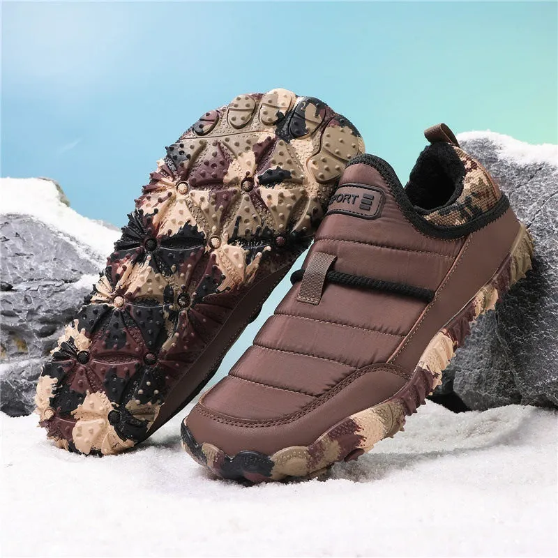 Snow Boots for Outdoor Couple Leisure with Non-slip Rubber Sole, Anti-velvet Warm Cotton Lining, Round Toe, Umbrella Cloth Synthetic Leather Upper for Men and Women, Sizes 36-46 in Black, Brown, Camel, Fruit Green