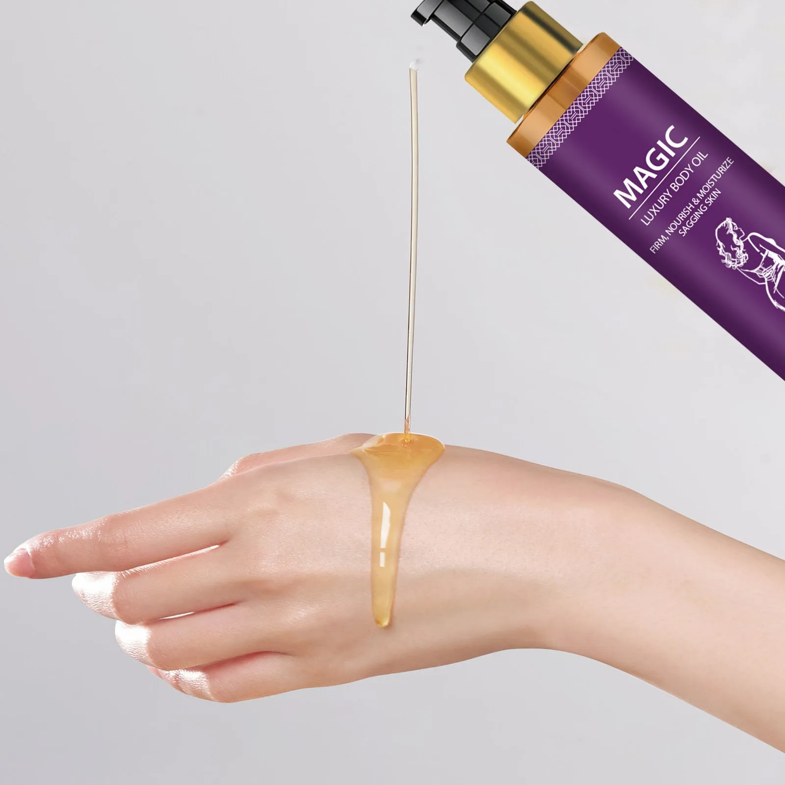 100ml bottle of body treatment oil containing jojoba, camellia and sweet almond oils.
