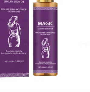 100ml bottle of body treatment oil containing jojoba, camellia and sweet almond oils.