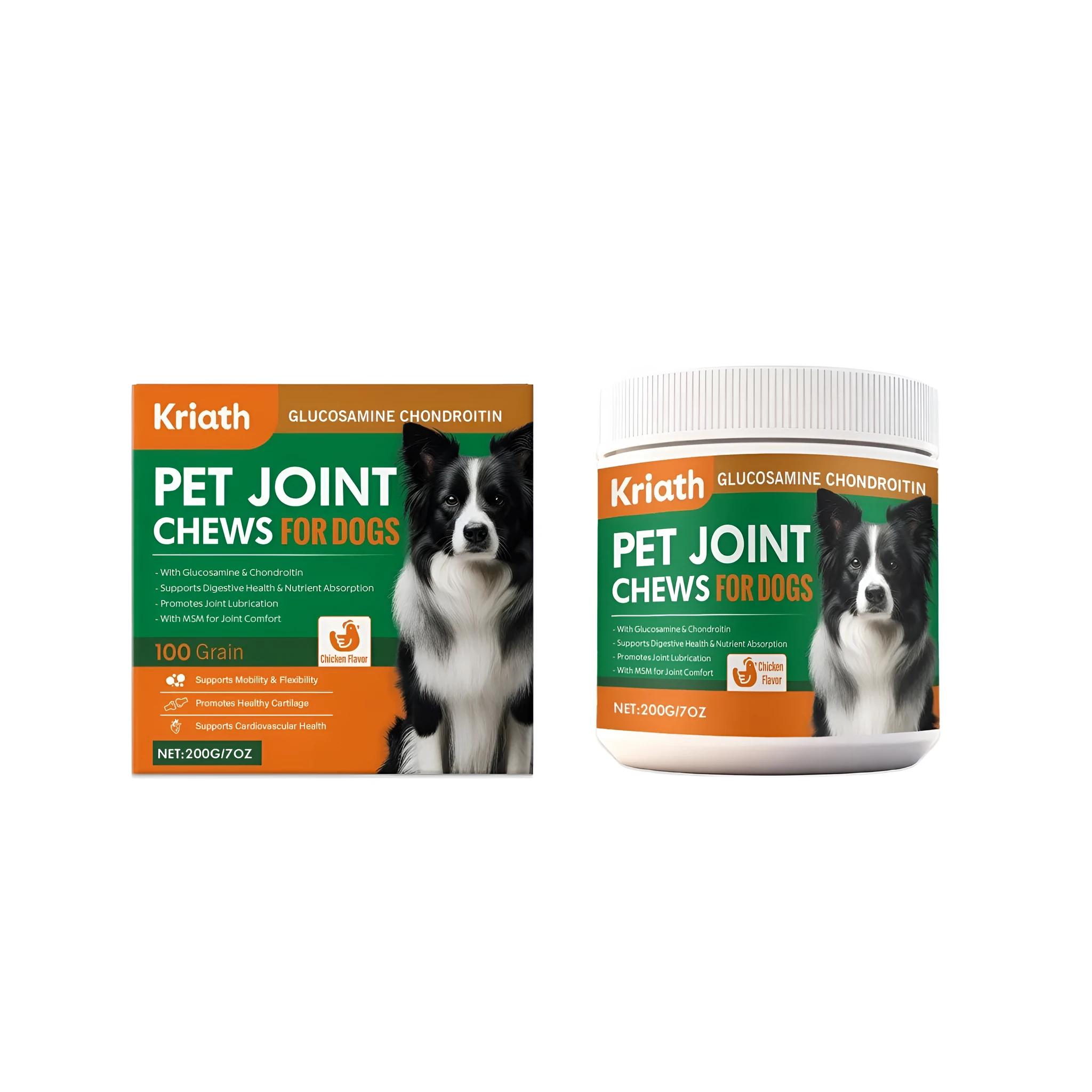 Dog hip joint supporting soft particles 200g pack with chicken and beef flavour