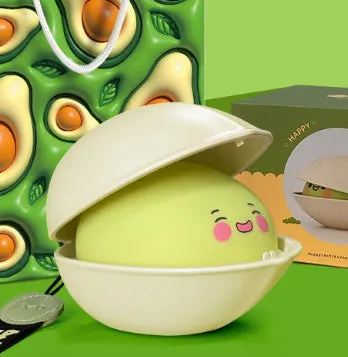 Pistachio-shaped silicone night light with LED bulb and data cable, designed for babies and toddlers as a sleep aid