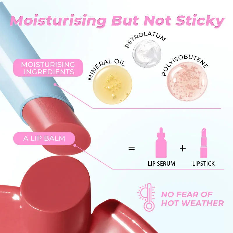Waterproof moisturising lipstick in six colour variations with 1.8g content
