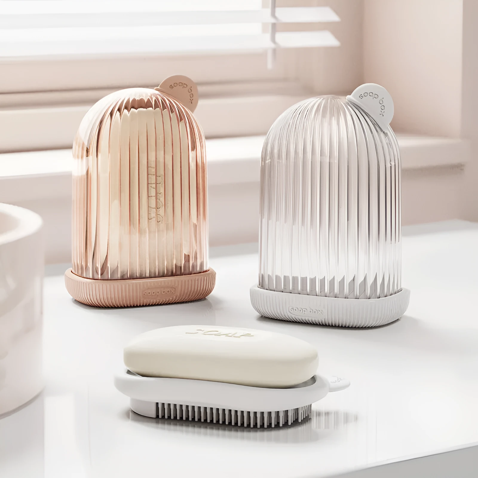 PET travel soap holder in Cream White colour, compact design for standard soap bar