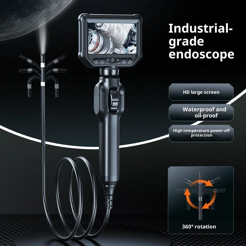 HD handheld camera with built-in screen for pipeline inspection and mobile phone repair, black and orange colour