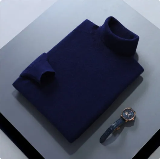 High lapel solid colour casual pullover sweater in beige with long sleeves and loose fit.