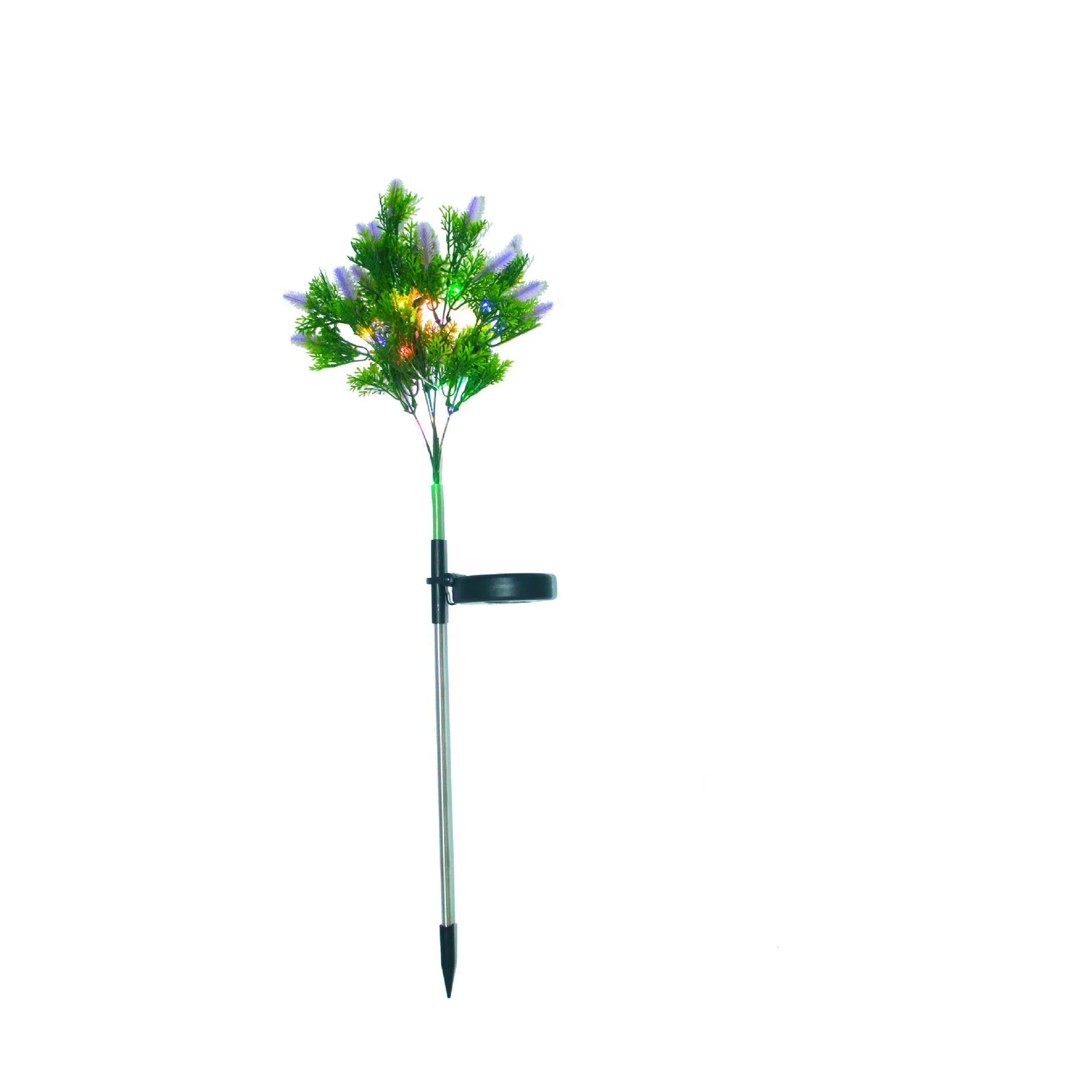 Led solar Christmas tree ground lamp with 15-color LED 70cm height in purple and red