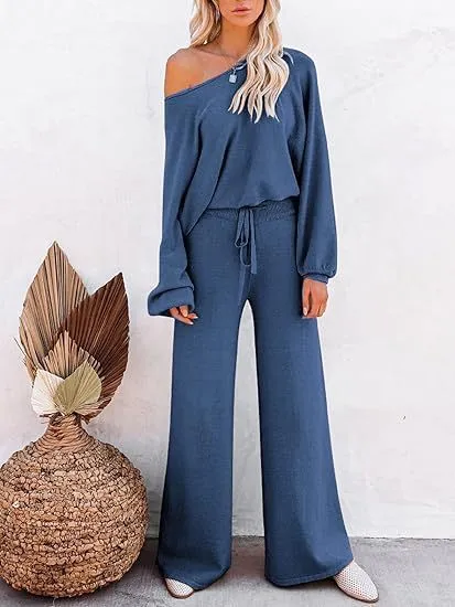 Women's casual solid colour two-piece set, long-sleeved top and trousers, polyester, beaded detail, in apricot colour