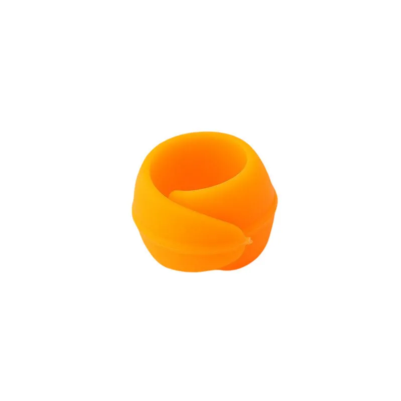 14 silicone sewing spool fixed clips in red, blue, orange, and green on a white background