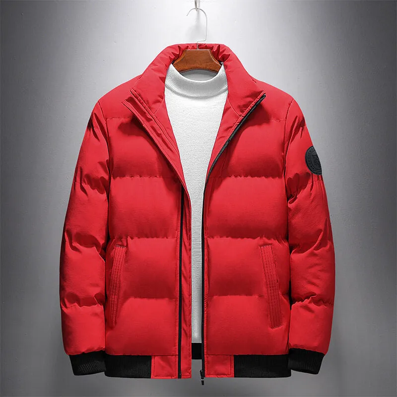 Men's cotton-padded casual Korean style cardigan winter jacket in polyester fibre, front view