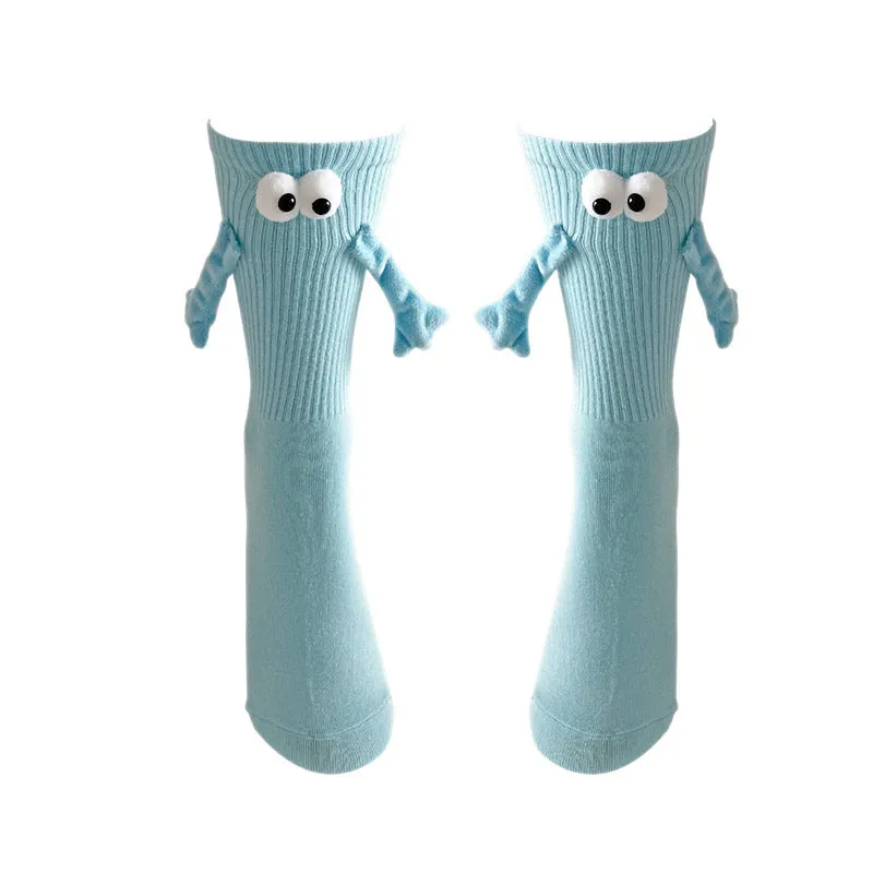 Pair of women's solid colour cotton bunching socks with anti-friction function in middle calf length