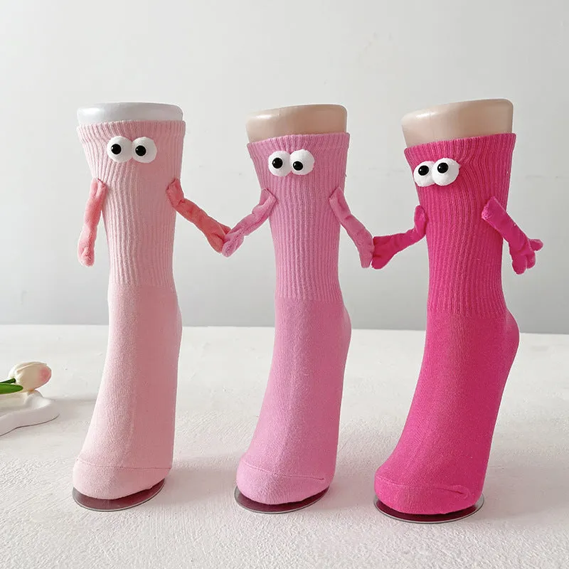Pair of women's solid colour cotton bunching socks with anti-friction function in middle calf length