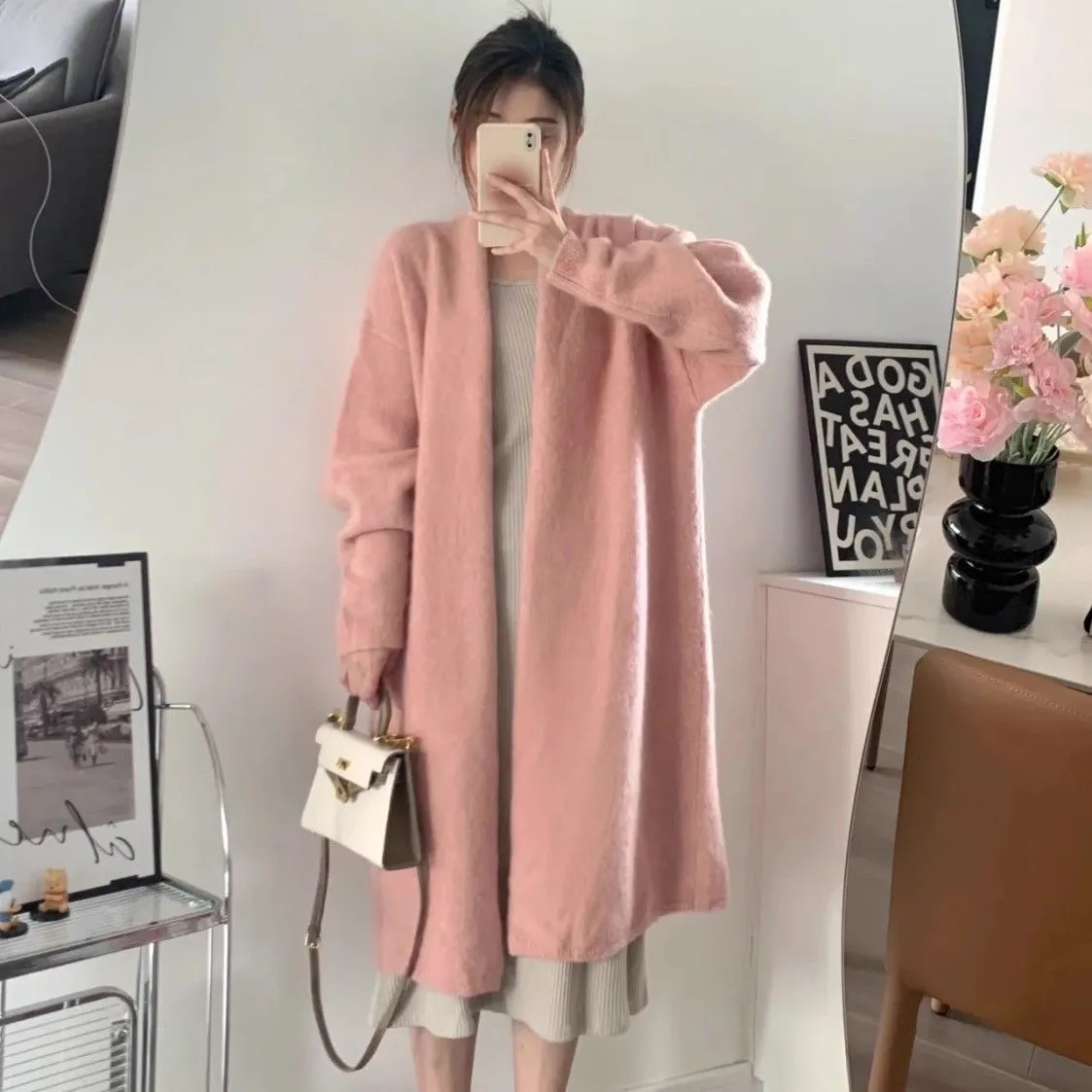 Women's Ice Silk sleeveless shoulder strap cardigan coat in beige, black, gray, khaki gray, and pink