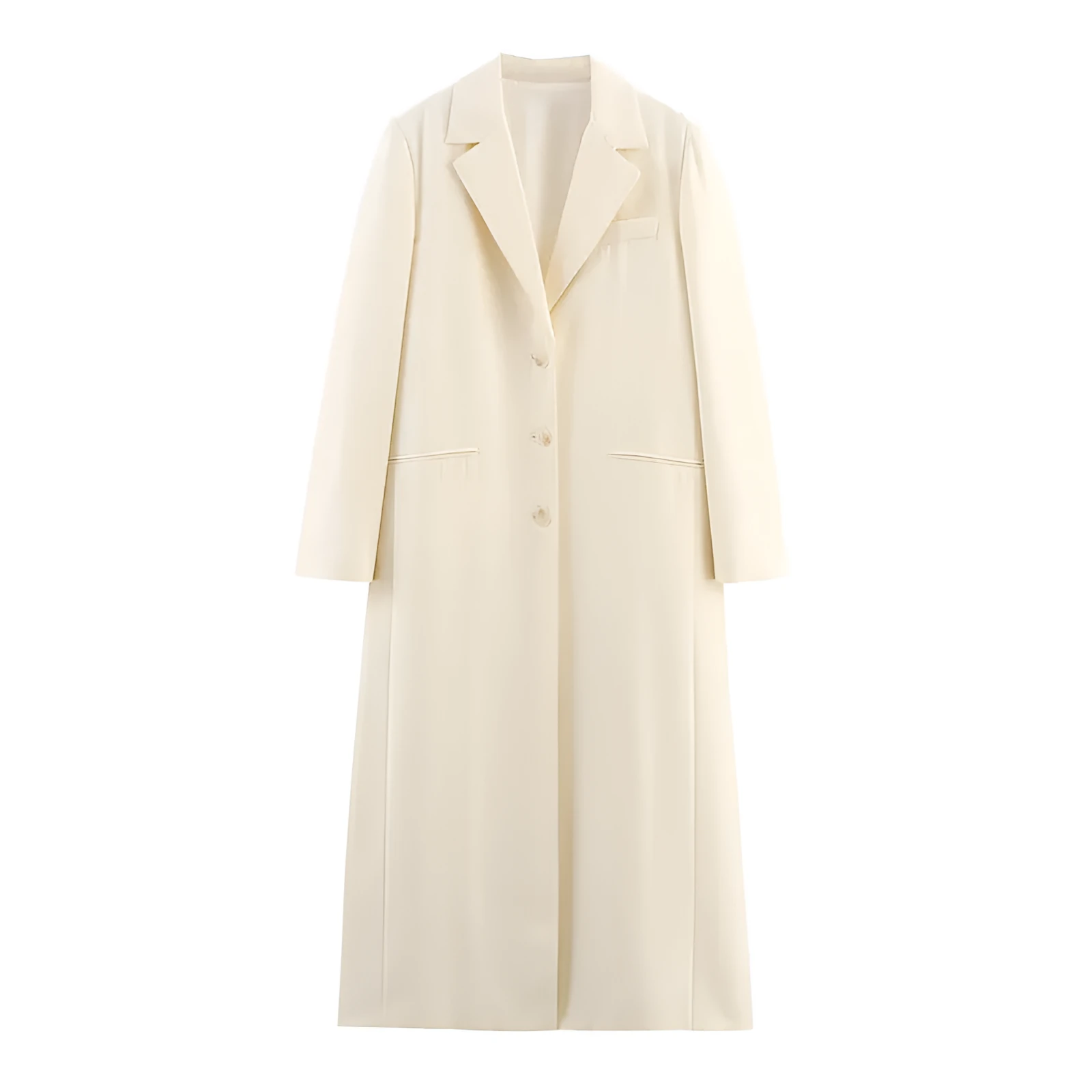 Women's polyester coat with drawstring waist and pockets, 100 cm length, in picture colour