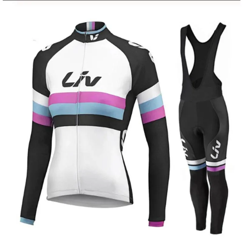 Autumn women's long sleeve mountain bike cycling suit set in polyester fiber fabric