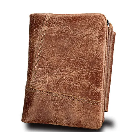 Retro genuine leather wallet for man with multiple card slots in brown colour